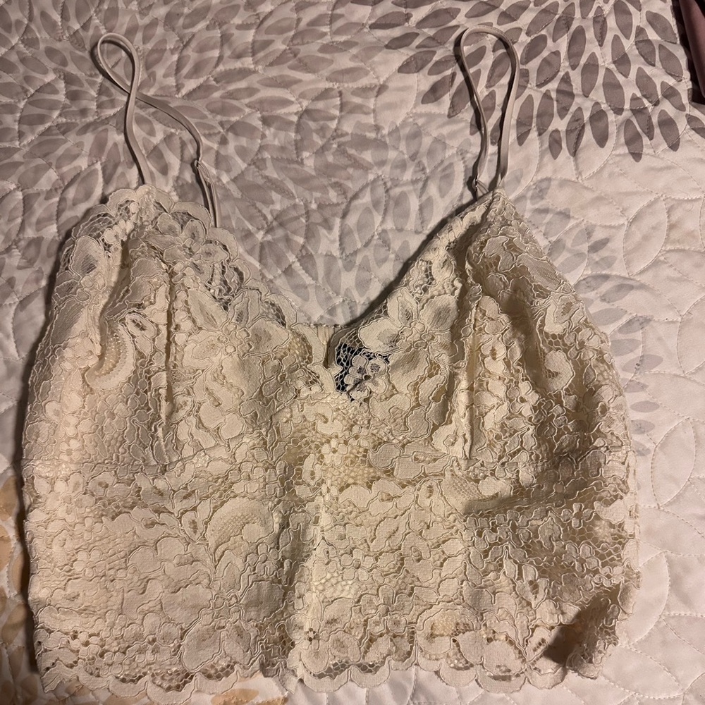 Ivory lace crop top